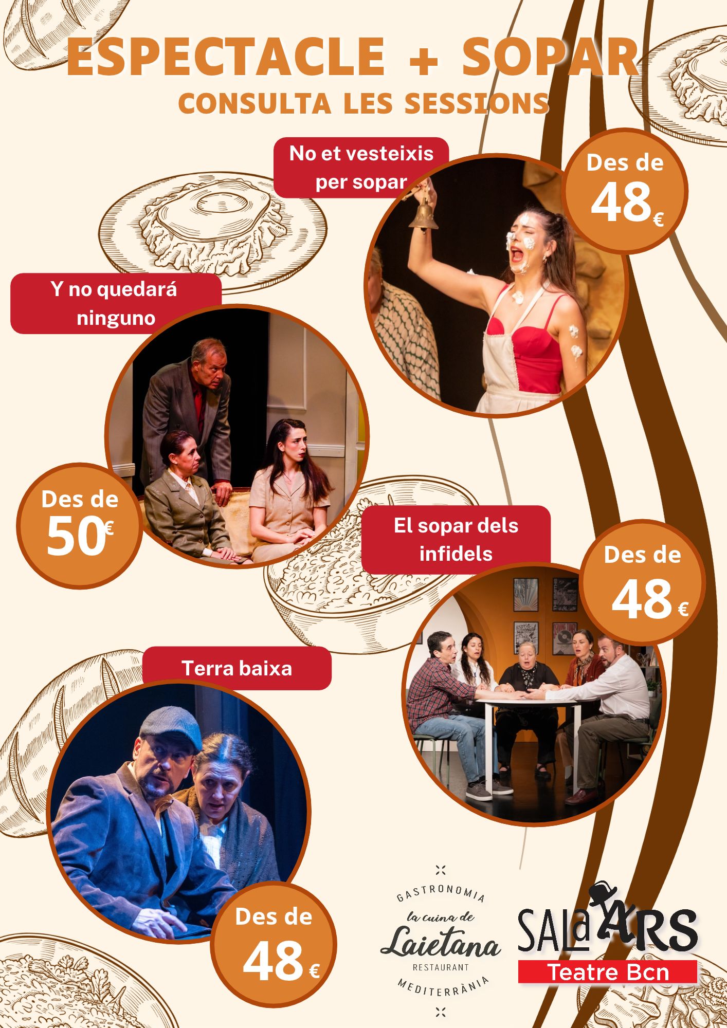 Cartell de l'obra Espectacle més sopar a la Sala Ars Teatre de Barcelona